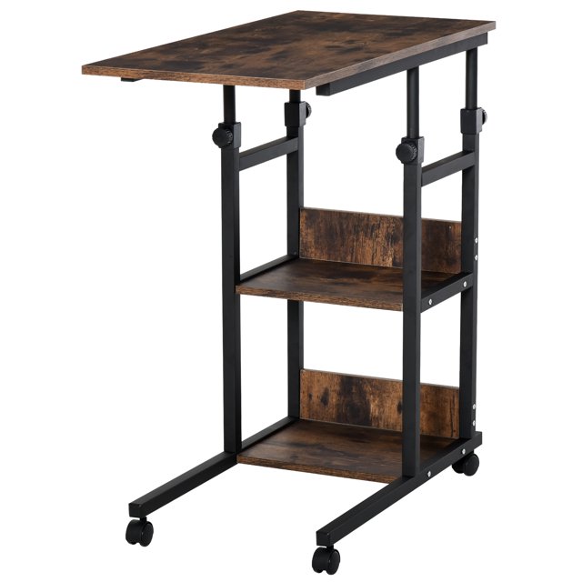 CoSoTower Bureau Mobile Debout, Hauteur Réglable 31.5 Pouces avec Roues pour Bureau à Domicile, Brun Rustique
