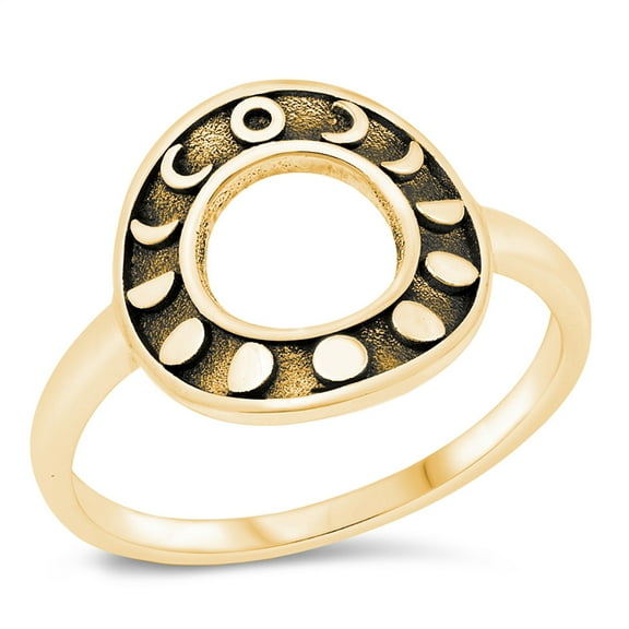 All in Stock Gold-Tone Sterling Silver Cycle of Moon Phases Ring Size 10
