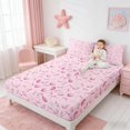 thumbnail image 3 of Manfei Pink Seashell Starfish Bow Full Size Sheets for Kids Girls, Kawaii Ocean Wildlife Bed Sheets 4pcs, 1 Flat Sheet, 1 Fitted Sheet and 2 Pillowcases, 3 of 6