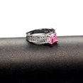 thumbnail image 5 of Uloveido Womens Pretty Pink Solitaire Ring Cubic Zirconia White Gold Plated Bridal Wedding Promise Band Rings Gifts for Girlfriend (Size 7) Y006-Pink, 5 of 7