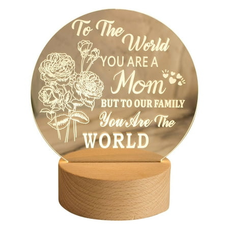 

Yrtoes Holiday Ornaments Mother S Day Christmas Thanksgiving Gift Acrylic Night Light With Wooden Base Personalized Led Night Light Lettering Quotation