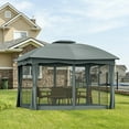 thumbnail image 3 of GVN Patio Garden Pergola, Pergola Canopy,12 x 10 Feet Canopy Double Vented Heavy Duty Steel Gazebo-Gray, 3 of 9