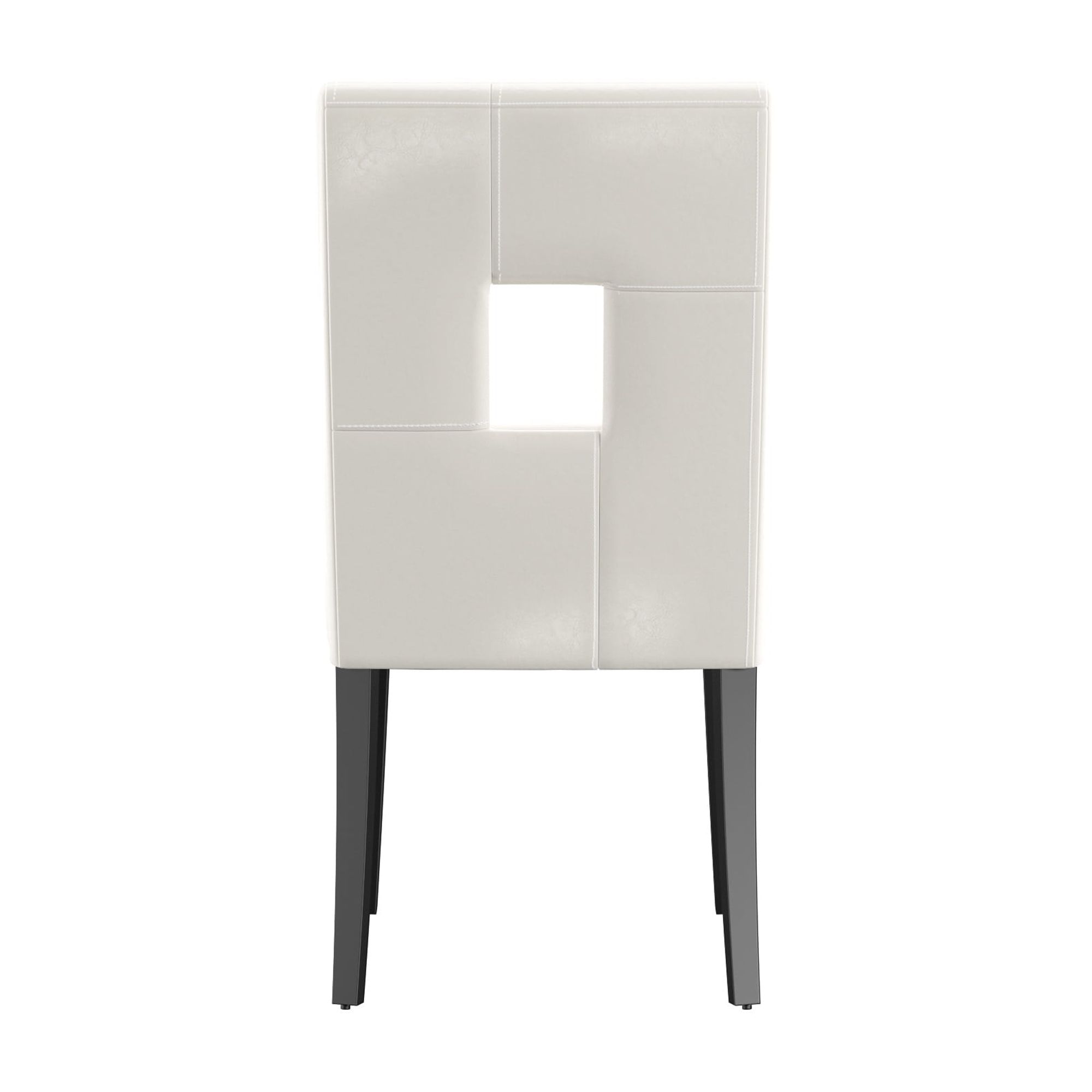Weston Home Landen Keyhole Faux Leather Dining Side Chair, White (Set of 2)