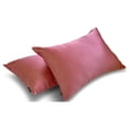 thumbnail image 2 of Funda de cojín lumbar de lujo HomeCentric, color rosa, paquete de 2, 35 x 65 cm (14" x 26"), funda de cojín rectangular lisa de satén, estilo moderno - Satén flameado rosa polvoriento, 2 of 5