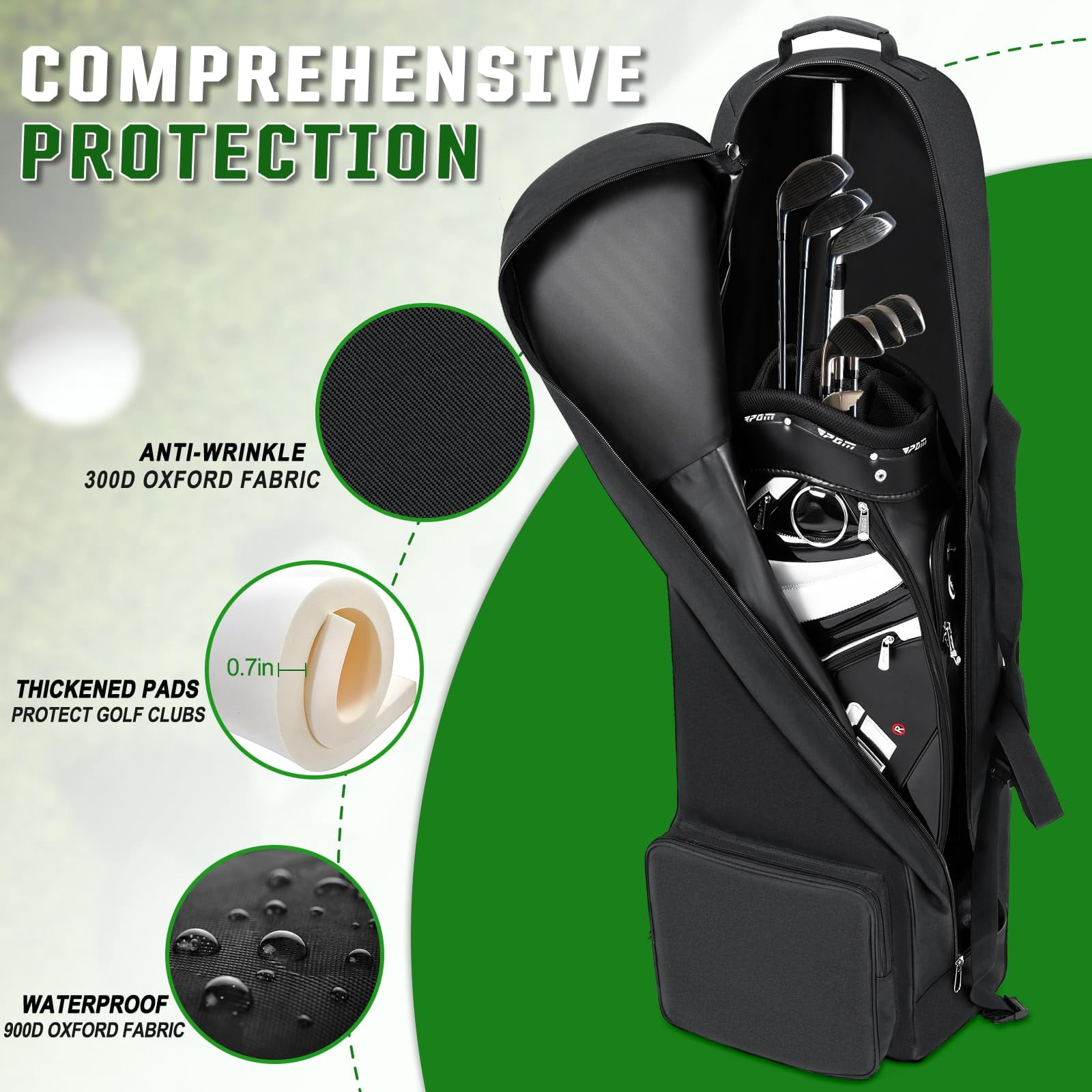 Golf Travel Bags For Airlines - 900d Heavy Duty Tear-resistant Oxford  Lightweight Foldable Design & Detachable Shoulder Strap Club Case Budget Friendly Traveling Gear Covers