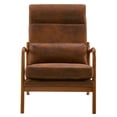 thumbnail image 6 of Tcbosik High Back Mid-Century Modern Armchair, Bronzing Cloth Upholstered Lounge Chair with Solid Wood Frame and Waist Pillow for Living Room, Study, or Balcony (Brown), 6 of 9