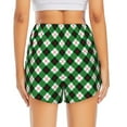 thumbnail image 3 of Picia Green Argyle Plaid Pattern Women's 2 in 1 Athletic Running Shorts High Waisted Workout Casual Gym Sweat Shorts with Comfy Liner Zipper Pockets-Large, 3 of 9