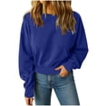 thumbnail image 5 of Women's Cropped Crewneck Sweatshirts Casual Long Sleeve Cropped Shirts with Kangaroo Pockets Solid Color Pullover Sweat Shirts, 5 of 8
