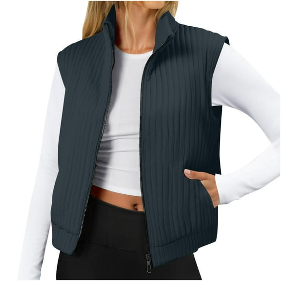 Womens Quilted Vest, Sleeveless Zip Up Jacket, Lightweight Quilted Puffer Vest For Women Fall Spring