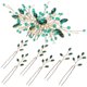 thumbnail image 4 of 1 Set Bridal Hair Accessories Hair Pins Side Hair Combs Rhinestone Comb Clips For Women Decorative Hair Combs Green Hair Accessories, 4 of 4
