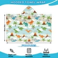 thumbnail image 2 of LightBlue Cartoon Dinosaurs Volcanoes Palms Patter Hooded Bath Towel，60"x35" for Ages 3 To 12 Kids, Quick Dry Lightweight Soft Microfiber Hood Beach Towel Cover Up for Kids, 2 of 7