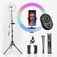 thumbnail image 1 of Aro Luz Led RGB Profesional Marthing Tripode De Pedestal Telescopico Altura Hasta 170cm Portatil Y Tripie De Mesa Para Maquillaje, Ideal Para Maquillistas, Creadores De Video Fotografia Marthing Profesional, 1 of 9