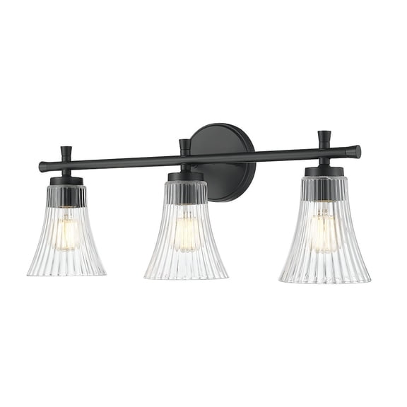 Z-Lite Belle 3 Light Vanity in Matte Black color, Steel frame