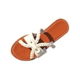 thumbnail image 2 of Avrnliq Womens White Braided Thong Flat Sandals Casual Slip-On Open Toe Summer Beach Comfort Cushioned Footbed Lightweight Sandals,Size 7.5, 2 of 9