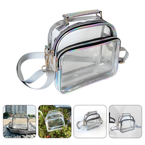 Raindrops 1Pcs Crossbody Clear Bags Silver PVC and Polyester Material Square Shape for Women Fashion