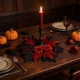 thumbnail image 5 of AZXY Halloween Gothic Candle Ring Wreath, Artificial Black Red Maple Leaf Candle Holder Ring with Red Roses, Mini Round Table Centerpiece Wreath for Indoor Mantel Dining Table Halloween Party Decor, 5 of 7