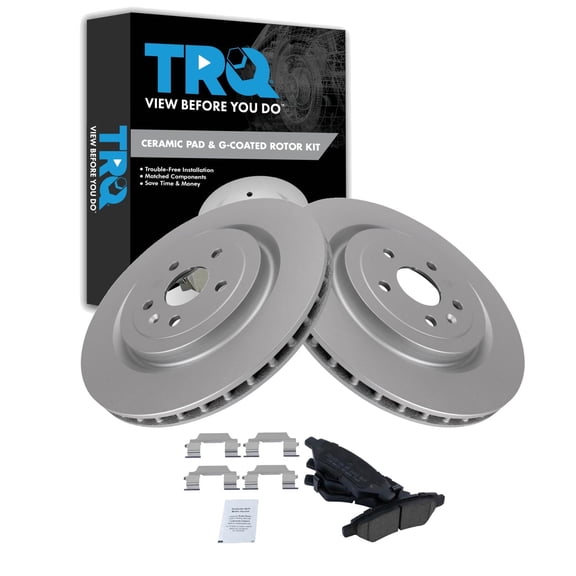 TRQ Rear Brake Pad and Rotor Set Ceramic Coated Rotors Fits 2009-2014 Cadillac CTS