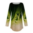 thumbnail image 5 of Womens Round Neck Long Sleeve Shirts Casual Gradient Color Pullover Tops Plus Size Loose Tunic T-Shirts (S, Green), 5 of 6
