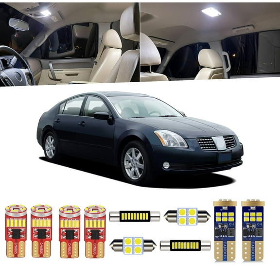 14 Piece Car Interior LED Lights Kit for Nissan Maxima 2004-2008 Dome Map Trunk Vanity Mirror Door Footwell Light Bulb  Install Tool