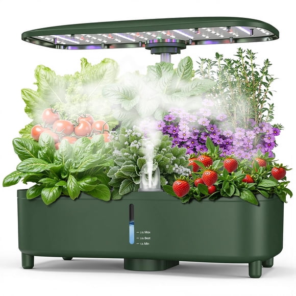 Hydroponics Growing System Kit Indoor: Aeroponics Herb Garden Kit 15 Pods, 3 Grow Modes, 24H Timer Hydroponic Gardening System, Q