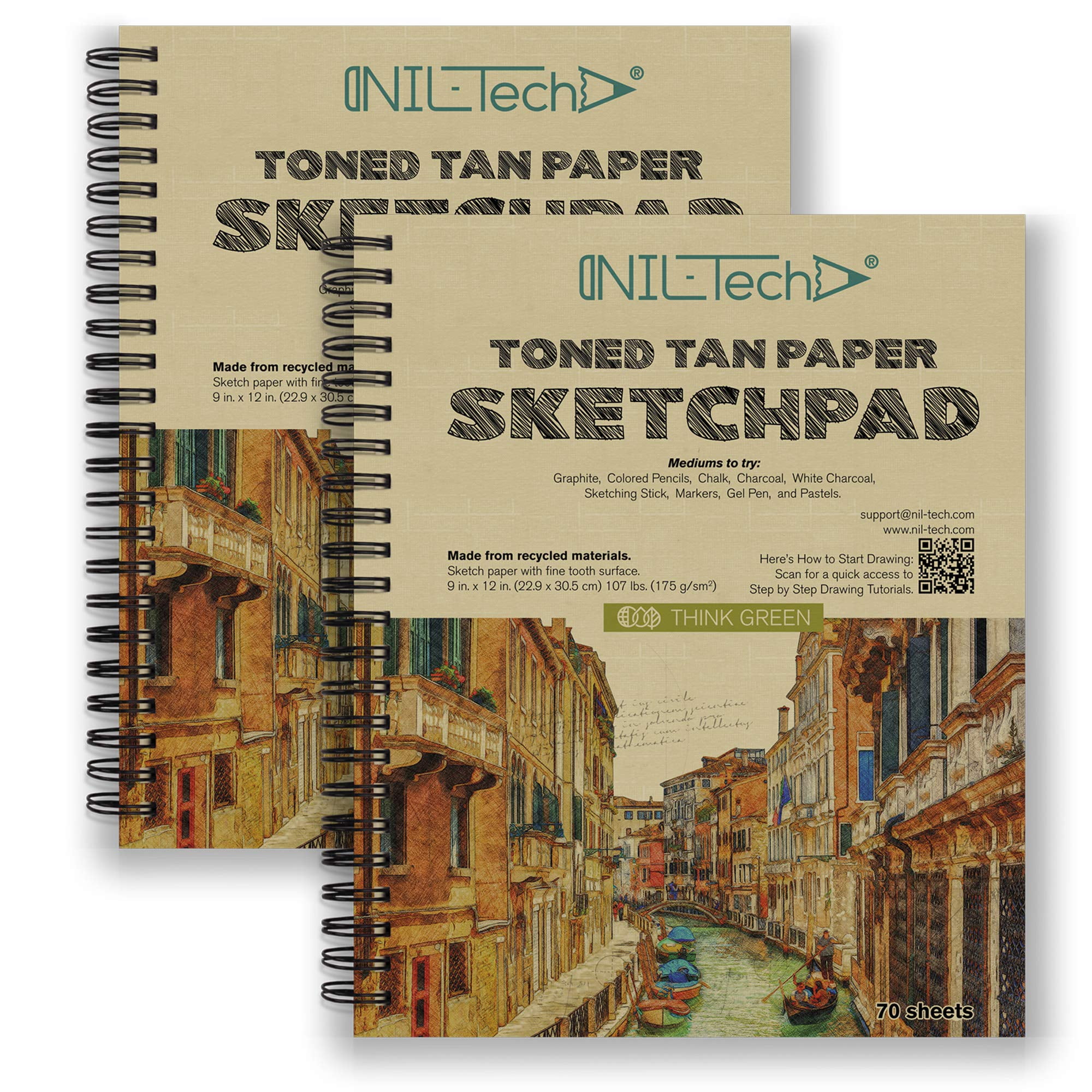 NIL - Tech70 Sheets Premium Toned Tan Sketchbook - 9x12 inches