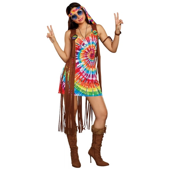Dreamgirl Hippie Hottie Women's Fancy-Dress Costume for Adult, L
