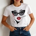 thumbnail image 6 of Plus Size Tops for Women Funny Graphic Print Short Sleeve Crew Neck T-Shirt Tee White2 XXXXXL, 6 of 6