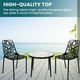 thumbnail image 5 of LeisureMod Devon Mid-Century Modern 3-Piece Aluminum Outdoor Patio Dining Set with Dining Table with Tempered Glass Top and 2 Stackable Flower Design Chairs for Patio, and Backyard Garden (Black), 5 of 21