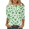 thumbnail image 2 of Gamivast Womens St Patricks Day Shirts Plus Size Funny Shamrock Clover Graphic Crew Neck Blouses Comfy 3/4 Sleeve Trendy Pullover Vacation Outfits S-5Xl, 2 of 5