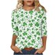 thumbnail image 2 of Xuyuer St. Patrick's Day Printed T-Shirt - Ladies' Loose Round Neck 3/4 Sleeve Top for Irish Festivals, Casual Green Themed Outfits, Seasonal Celebration Apparel & Fun Saint Patrick's Party Wear, 2 of 5