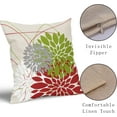 thumbnail image 4 of Christmas Throw Pillow Covers 18x18 Inch Bright Red Green Dahlia Flower Decorative Pillows Winter Decorations Outdoor Farmhouse Decor for Sofa Couch Bed Modern Linen Square Cushion Case, Set of 2, 4 of 6