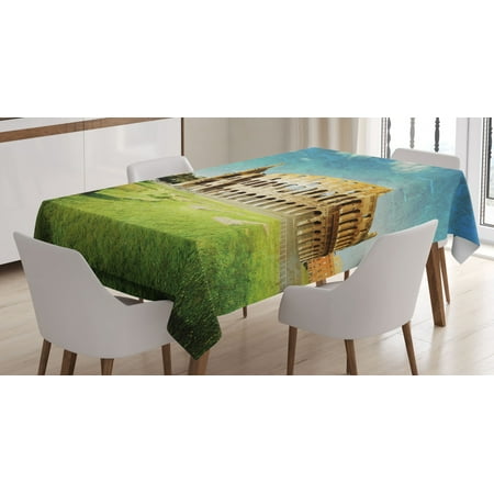 

Vintage Decor Tablecloth Sunset at Historical Colosseum in Rome Italian Landmark European Art Scenery Rectangular Table Cover for Dining Room Kitchen 60 X 90 Inches Green Blue by Ambesonne
