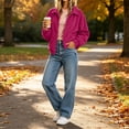 thumbnail image 3 of Women's Corduroy Jacket Long Sleeve Zip Up Jacket Casual Collared Coat with Pockets Loose Fit Lightweight Fall Winter Outerwear, 3 of 6