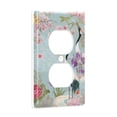 thumbnail image 2 of Yayeee Duplex Wall Plate 1-Gang 4.5"x2.7" Home Receptacle Light Switch Decorative Outlet Cover, Green Floral Cranes Pattern, 2 of 7