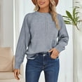 thumbnail image 2 of FYDUU Womens Sweaters Tops Trendy Women's Knitted Pullover Sweater Casual Loose Fit Hollow Out Round Neck Long Sleeve Shirts Autumn Comfortable Soft Top Temperament Sweater, 2 of 7