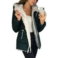 thumbnail image 6 of Women Winter Solid Color Pockets Zipper Hooded Jacket Thick Warm Loose Coat, 6 of 8