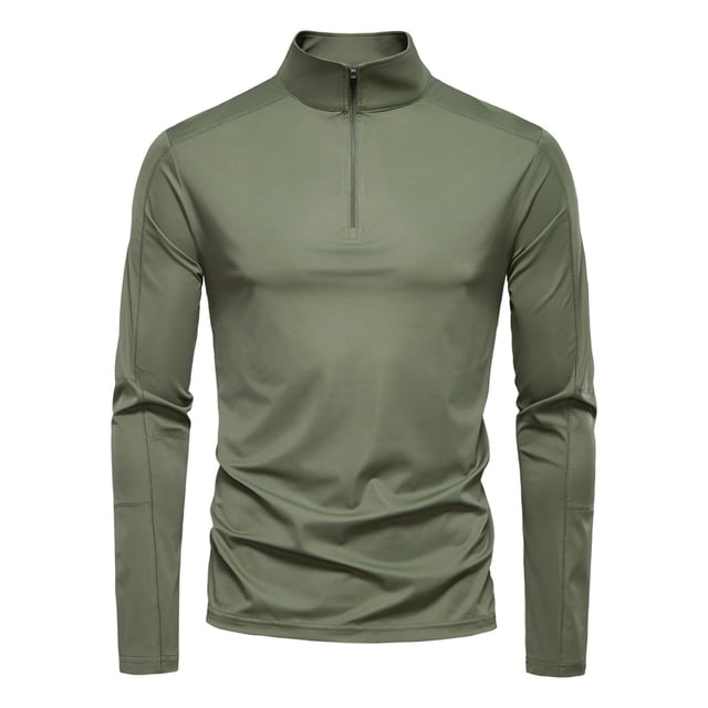 pstuiky Camisas para hombre de manga larga, Camisa de manga larga con media cremallera y cuello alto para hombre, con protección solar UPF100+, para primavera y verano camisetas de hombre s