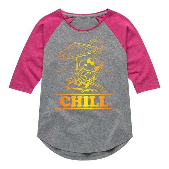 Peanuts - Chill Snoopy - Toddler And Youth Girls Raglan Graphic T-Shirt