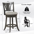 thumbnail image 3 of Costway 26.5" Swivel Bar Stool 1PC Counter Height with Curved Backrest & Rubber Wood Legs, 3 of 8