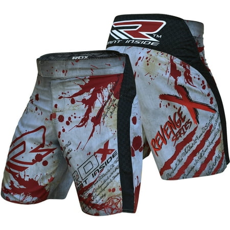 RDX R3 MMA Stretch Shorts Blood, Red/Grey, M