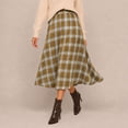thumbnail image 6 of DYTTDG Women's Classic Plaid High-Waist A-Line Midi Skirt | Elastic Waist Mid-Calf Flared Skirt, Casual Spring-Fall Outer Bottom for Daily & Vacation Occasions, 6 of 8