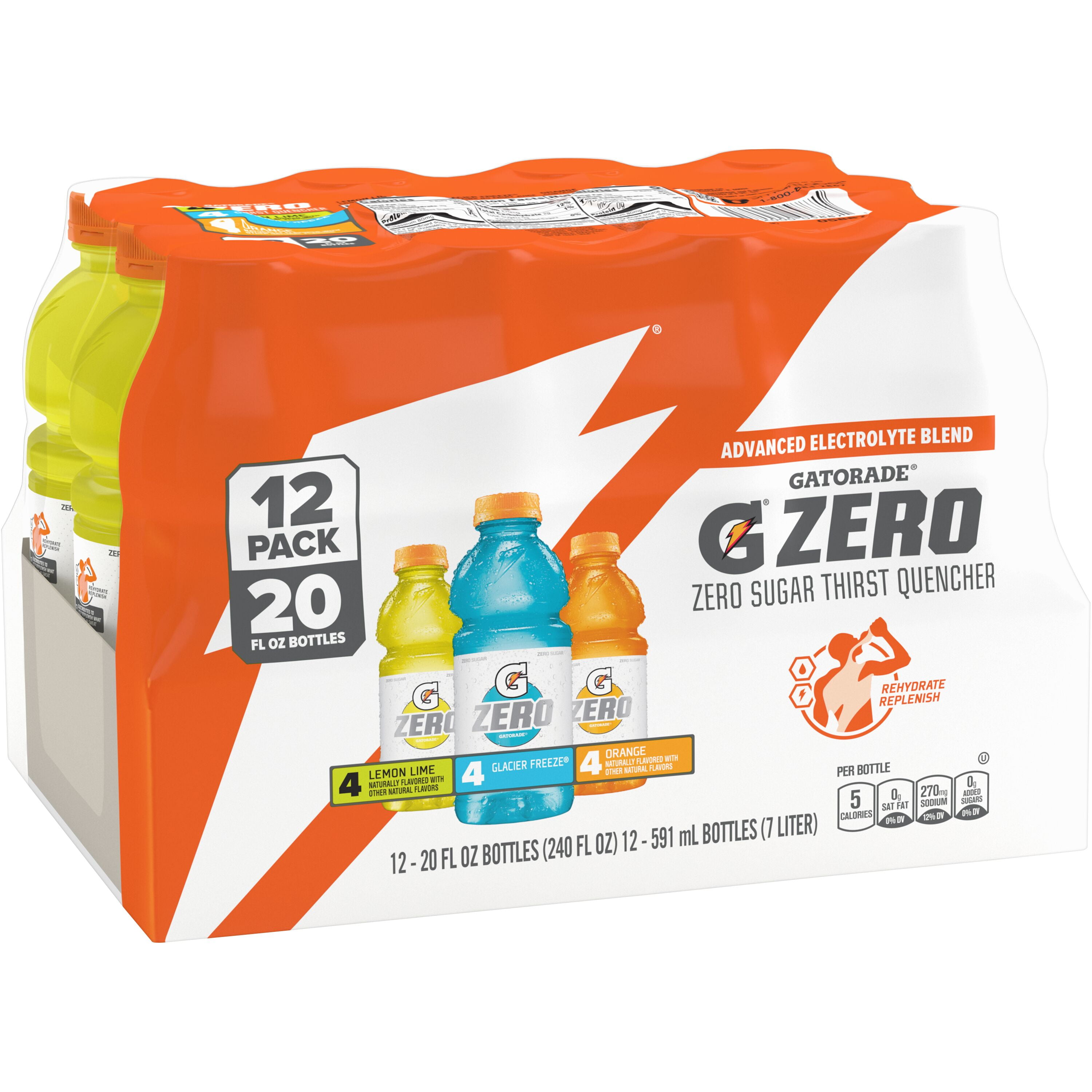 Gatorade Zero Sugar Thirst Quencher Variety, 20 fl oz, 12 Count