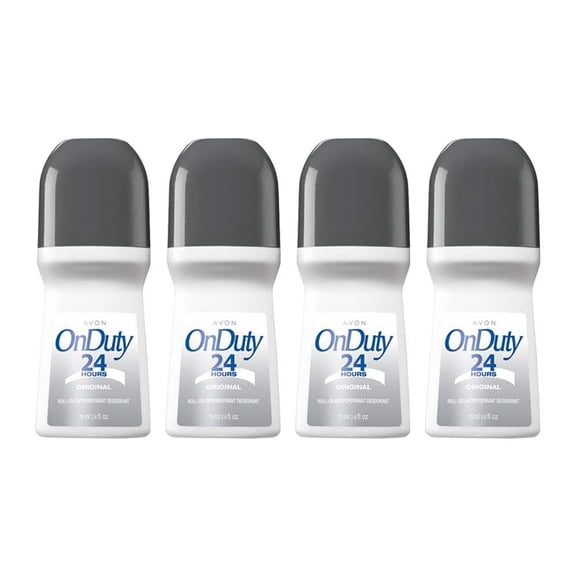 Avon On Duty 24 Hours Original Roll-On Anti-Perspirant Deodorant. 2.6 fl oz. Pack of 4