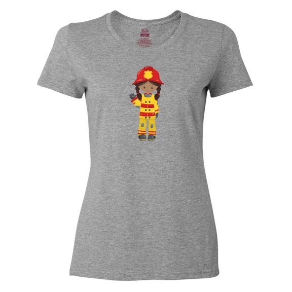 Inktastic African American Girl, Girl Fireman, Firefighter Women's T-Shirt