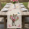 thumbnail image 4 of Easter Bunny Table Runner 70 Inches, Cute Rabbits Spring Daisy Flowers Retro Beige Bed Runner Dresser Scarves Tabletop for Indoor Outdoor Parties/Ceremony/Banquet, 13" x 70", 4 of 8