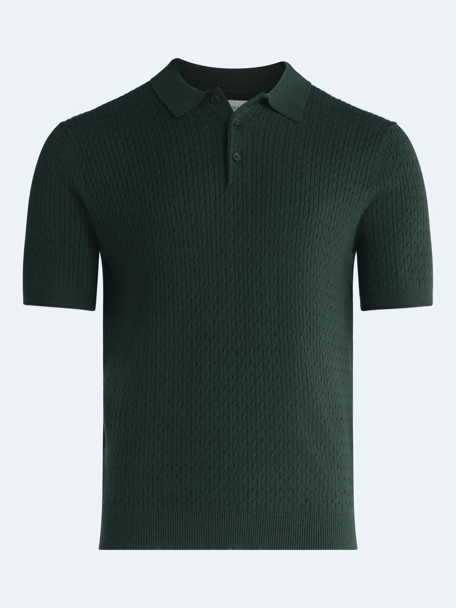 Free Assembly Men's Cozy Yarn Cable Knit Polo Sweater with Short Sleeves, Sizes XS-3XL