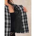 thumbnail image 5 of DARING DIVA Women's Crew Neck Cropped Plaid Tweed Blazer Jacket M Black White, 5 of 6