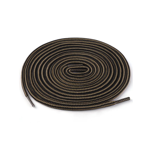 INSPIRE CHIC Unisex Round Rope Dual Colored Striped 1/5 Thick Boot Shoelace 90cm / 35.43" Light Brown Black