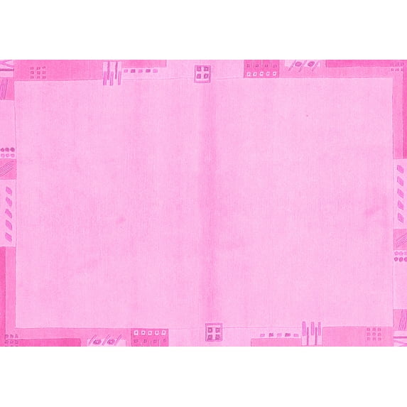 Ahgly Company Indoor Rectangle Solid Pink Modern Area Rugs, 5' x 8'