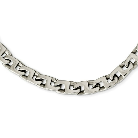 Primal Steel Stainless Steel Polished Fancy Squares Link 24-inch Necklace